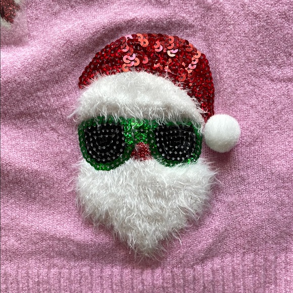 NEW Target 33 Degrees Pink Santa Print Christmas Festive Cardigan Sweater - Picture 11 of 16